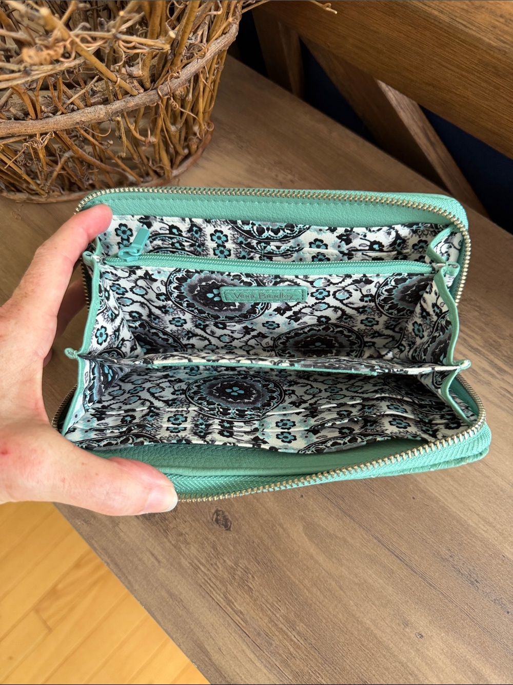 Vera Bradley Quilted Zip-Around Wallet in seafoam green - Picture 4 of 4